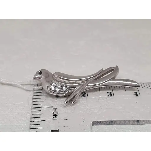 Серебряная брошь Ирий Птичка с фианитами. 9518 - фото 4