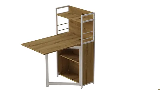 Стіл книжка з етажеркою Практик 1 Ferrum-decor 1200x640x990 Білий метал ДСП Дуб Артізан 16 мм (FRD-104623) - фото 4