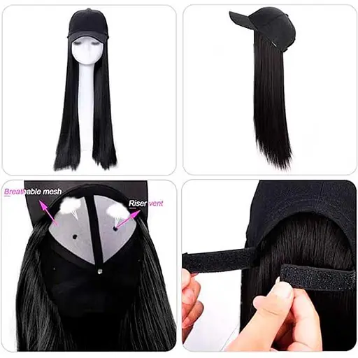 Перука кепка з волоссям 50 см Брюнетка - фото 6