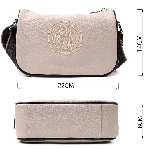 Сумка женская Vintage с вышивкой на лицевой стороне из натуральной кожи 22х14х8 см sum0027045 - фото 3