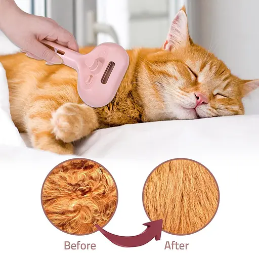 Парова щітка Cadeya для кішок, парова щітка з кнопкою пуску, самоочищається гребінець-спрей для довгошерстих і короткошерстих кішо - фото 2