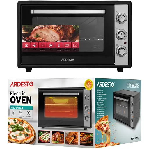 Печь электрическая Ardesto 60 л, 2000 Вт, механич., конвенция, двойное стекло, черный - фото 10