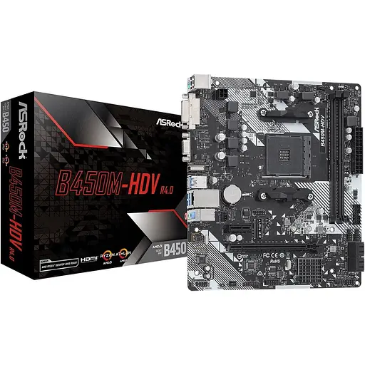 Материнская плата ASRock B450M-HDV R4.0 Socket AM4 - фото 2