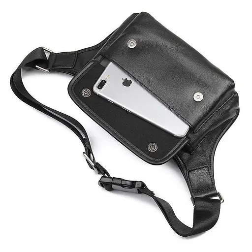 Чоловіча шкіряна сумка на пояс John McDee 24.5х14х6 см sum0025998 - фото 10