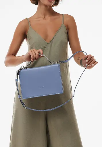 Жіноча шкіряна сумка Grace синій/сірий - фото 4