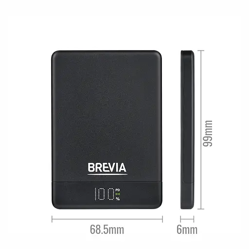 Повербанк (Power Bank) Brevia ePower 5000mAh MagSafe SuperSlim PD20W, Qі15W LCD чорний(45520MSB) - фото 3