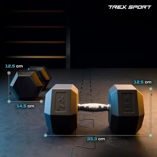 Гантеля шестигранная Trex Sport прорезиненная TX-125RD 12,5кг - фото 2