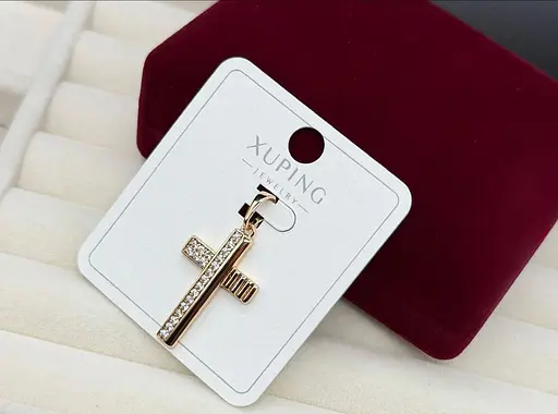 Жіночий хрестик із медичного золота Xuping прикраси біжутерія гіпоалергенний кулон підвіска на шию під золото - фото 1