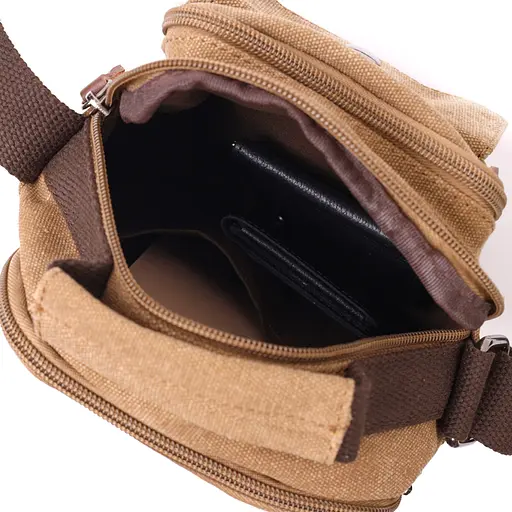 Практична невелика чоловіча сумка із щільного текстилю Vintage 14,5х19х10,5 см sum0028943 - фото 7