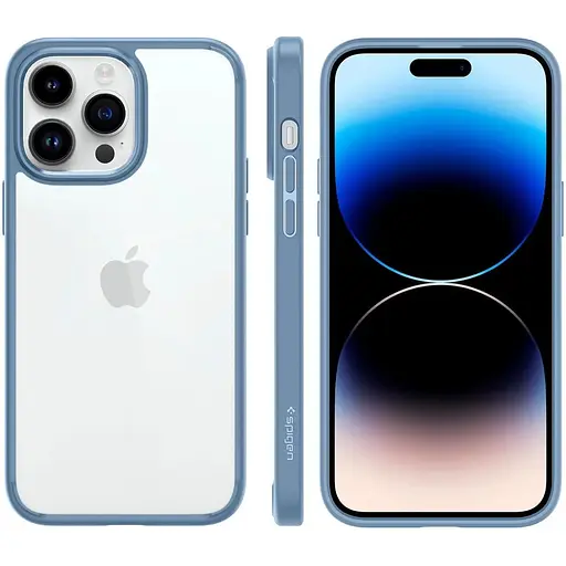 Оригинальный противоударный чехол Spigen Ultra Hybrid для iPhone 14 Pro Max Sierra Blue ACS04820 прозрачный - фото 6