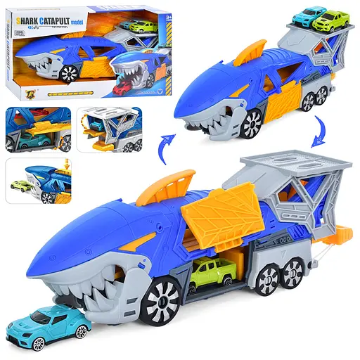 Трейлер Акула, 33 см, з набором машинок, 2 шт., на запуску, P932-A - фото 2