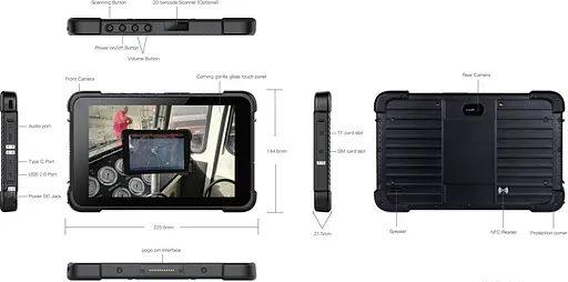 Планшет AGN T86X 8” HD /8GB/128GB/ G99 /8500mAh/ 13+5Мп /MIL-STD-810H/ IP67/LTE/NFC/ 2D Scaner Black - фото 9