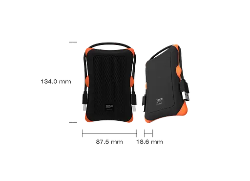 Внешний жесткий диск Silicon Power портативный USB 3.2 1 TB Armor A30 черно-оранжевый - фото 5