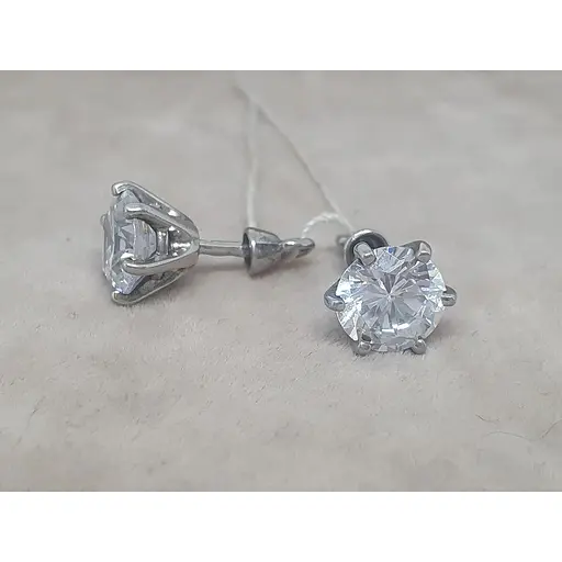 Серебряные пуссеты Tango с фианитами. 520239С - фото 3