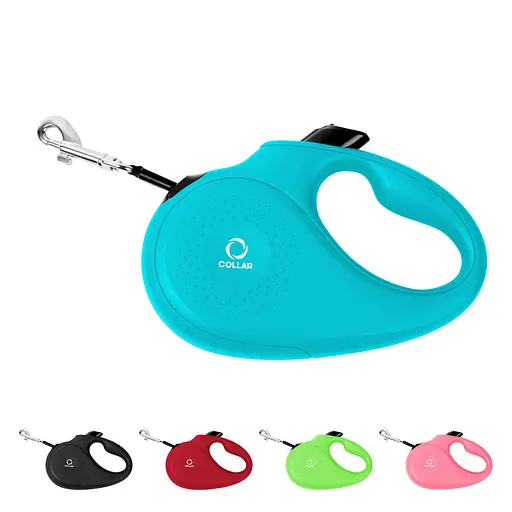 Поводок-рулетка CoLLaR для собак размер L 50 кг 5 м светоотражающая голубой лента - фото 2