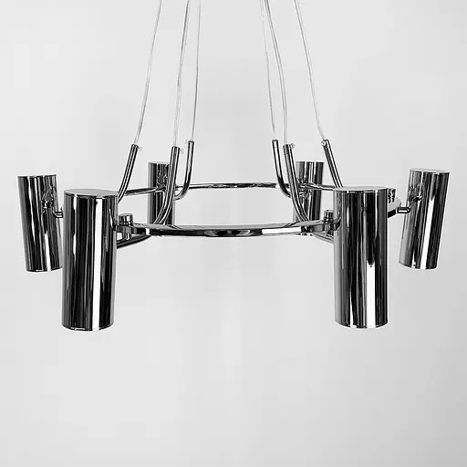 Підвісна срібна люстра ZION на 6 спотів Line.F MJ 129/6 CH - фото 2