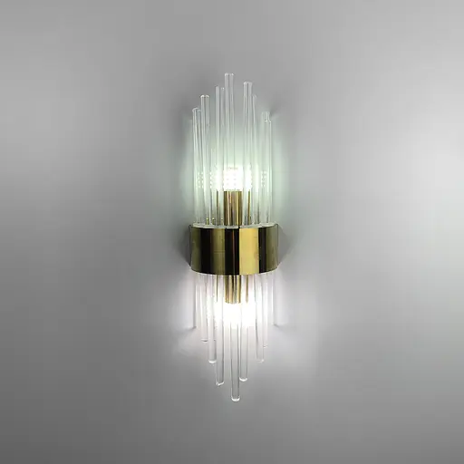 Бра у латунному каркасі із прозорими трубочками Line F W 18G-100*350 - фото 8