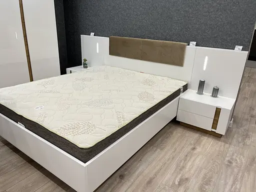 Тумби приліжкові 2 шт. з підсвіткою Perfect Home Арко / Arco з 4 шухлядами 2S/60 Білий глянець/дуб грандсон (PFH-091049) - фото 7