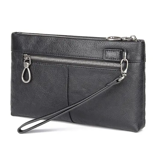 Кожаный клатч для мужчин черный John McDee 24х5х14.5 см sum0028465 - фото 10