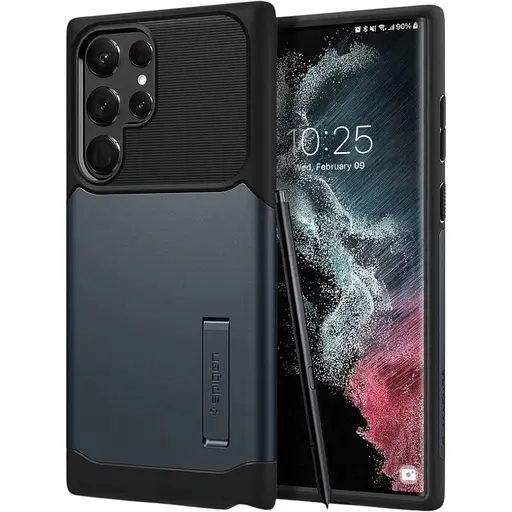 Чехол с подставкой Spigen Slim Armor для Samsung Galaxy S22 Ultra Slate ACS03944