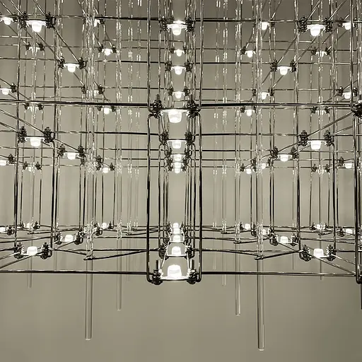 Кубическая люстра в форме параллелепипеда 75х60х60 см Ст. MJ 201-750*600*600 CH | Line F - фото 3