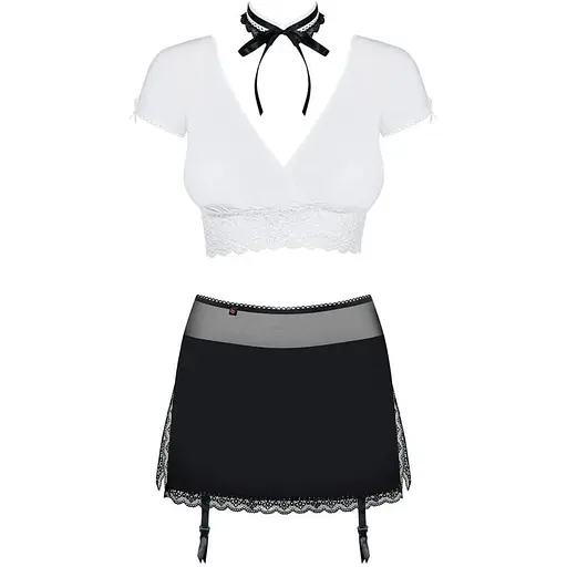 Эротический костюм секретарши Obsessive Secretary suit 5pcs black L/XL черно-белый - фото 5