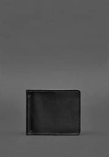 Мужской кожаный портмоне черный Краст 1.0 зажим для денег - фото 2