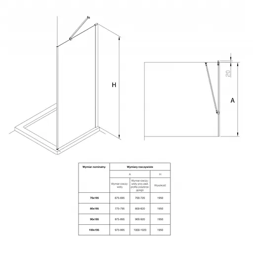 Бічна стінка Roca Capital 80x195 см AM4408012M, прозорий, хром - фото 2