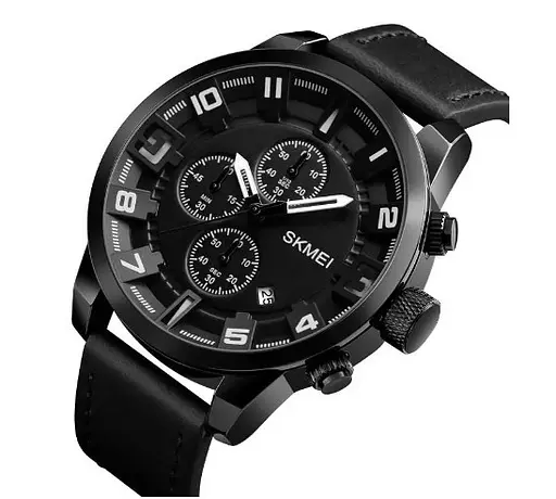 Мужские наручные классические часы Skmei 1309 Черный - фото 2