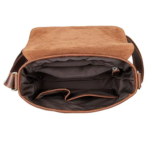 Кожаная мужская сумка через плечо John McDee 27х18х8 см sum0025815 - фото 5