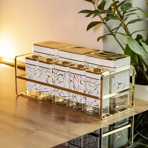 Набор емкостей для хранения Yiwu 650/150 мл на металлической белый подставке 8 шт. HP-1365 - фото 5