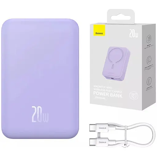 Портативний ЗП Power Bank Baseus Magnetic Mini OS 20W c БЗП 10000 mAh (PPCX110105) Purple - фото 4