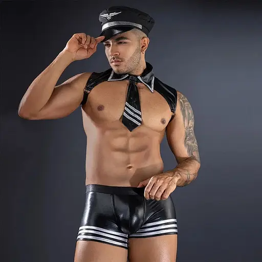 Чоловічий еротичний костюм пілота JSY Чарівний Вільям One Size, топ, шорти, кепка - фото 4