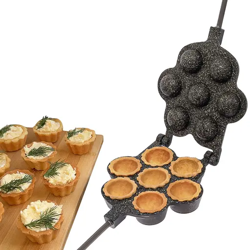 Форма для випікання кошиків, кексів та тарталеток на плиті з антипригарним гранітним покриттям на 7 тарталеток, Ласунка Чорний 86262 - фото 1