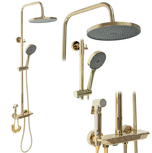 Душовя система Rea Max з термостатом та виливом gold REA-P6617, Золотий - фото 2