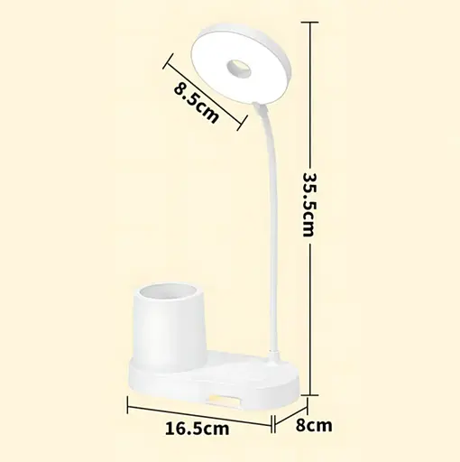 Настільна LED лампа з гнучкою ніжкою та утримувачем сенсорне керування USB-живлення Білий - фото 7