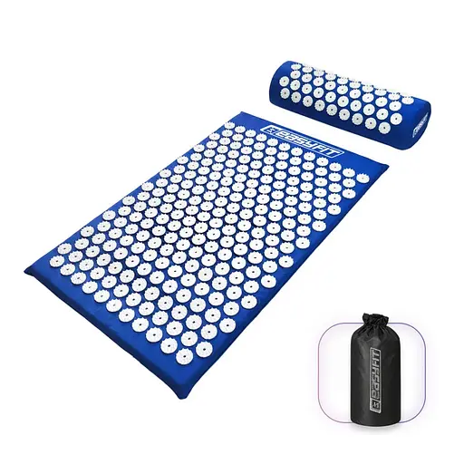 Массажный коврик Easyfit с подушкой (аппликатор Кузнецова) Синий с белым (EF-2709-BLW) - фото 1
