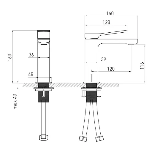 Смеситель для умывальника Volle Solo 26 мм de la noche 1510.011104 Черный матовый - фото 2