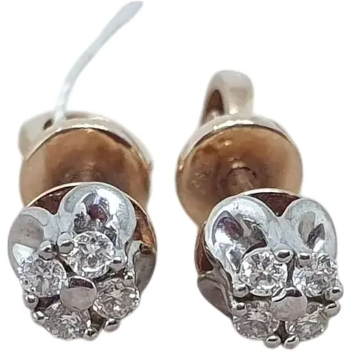 Золоті сережки-пуссети Харківська ювелірна фабрика з діамантами. 880110-СП