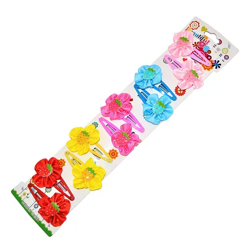 Зажим детский для волос "Клубника с рюшками" La-beauty 0109-047, 10 шт - фото 1