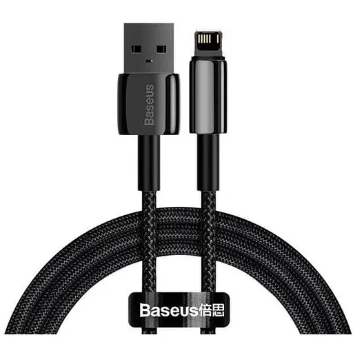 Кабель Baseus Tungsten Gold Fast Charging Data Cable USB to Lightning 2.4A 1 м Чорний - фото 1