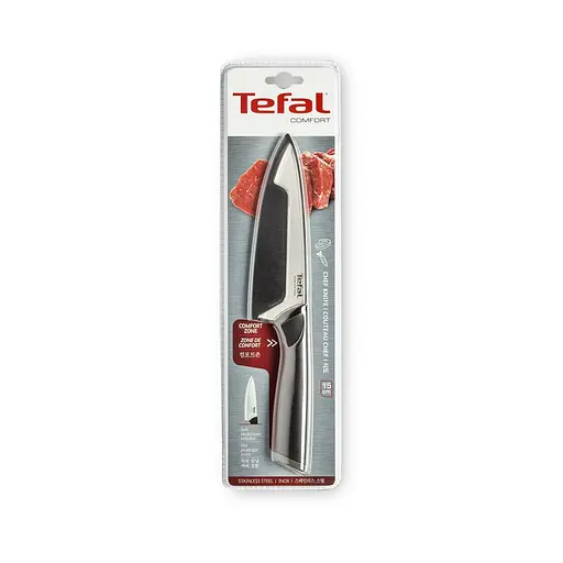 Нож кухонный Tefal Comfort поварской 15 см, с чехлом, нержавеющая сталь, пластик, черный kuh0014569 - фото 4