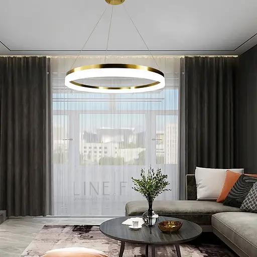 Современная LED-люстра в латунном каркасе 60 см Арт. M 2702-600 AB Line F - фото 1