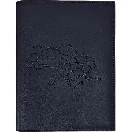 Кожаная обложка BlankNote Standart с картой Украины для нотариального реестра темно-синий - фото 1