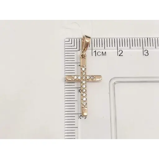 Золотой крестик Qvaliz с фианитами. 50300618 - фото 3