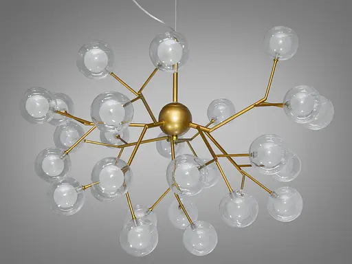 Дизайнерская люстра "Светлячок", 27 ламп, золото сатин, - фото 2