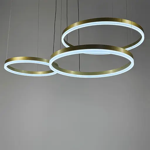 Светодиодная люстра на три кольца в латунном каркасе 80+60+40 см Ст. 9009-800*600*400 GD Line F - фото 3