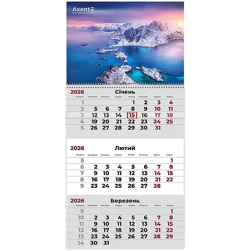 Календарь настенный Axent Nature 1 квартальный 2026 год (8801-26-7-A)