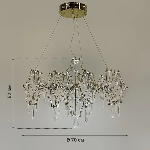Дизайнерська невагома золота люстра із кришталем Ø 70 см | Арт. MJ203-730 Titanium | Line F - фото 8