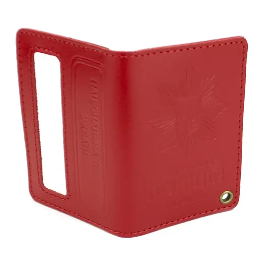 Обложка на удостоверение Национальной полиции Украины кожаная красная - фото 2